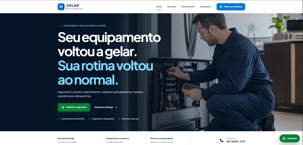 Prévia do site Gelar Premium