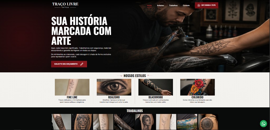 Prévia do site Traço Livre Tattoo